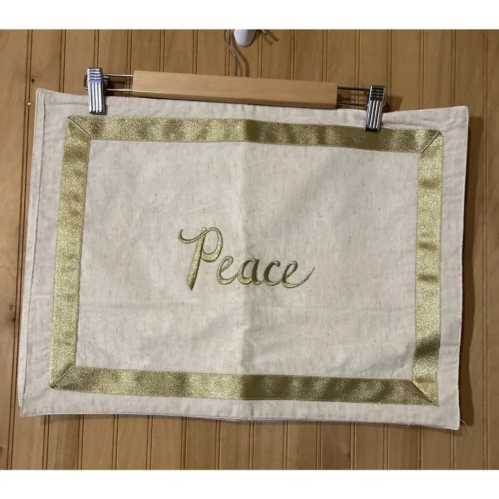 Gold Trim Peace Embroidered Placemats